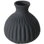 Vase en c�ramique � rayures esko, noir mat
