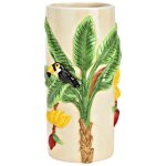 Vase en ceramique toucan et palmier 10x22x12cm