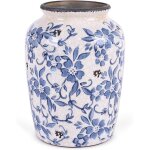 Vase chinoiserie bleu / blanc peint main, vintage pour biblioth�que ou maison de ferme