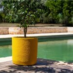 Telcom - vase cylindrique effet boucl� cilbou 40 cm - colore: senape