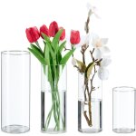 Vase d�coratif, lot de 4 vases en diff�rentes tailles, pour vos bouquets ou vos bougies, transparent ...