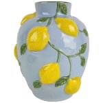 Vase d�coratif en porcelaine au motif citron, id�al pour la d�coration int�rieure, la cuisine et le salon. ...