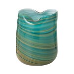 Paris prix - vase design en verre 'vague' 20cm bleu azur