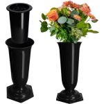 Kadax vase flacon fleurs pierre tombale cimetière pierre tombale insert base noir 37 cm Kadax vase flacon fleurs pierre tombale cimetière pierre tombale insert base noir 37 cm