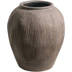 Vase � fleurs pour l'ext�rieur et int�rieur en fibre d'argile forme ronde marron katerini