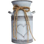 Vase � fleurs en m�tal style shabby chic, rustique, vintage, gris, 19 cm de hauteur