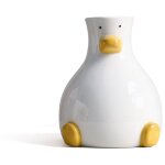 Vase � fleurs moderne blanc avec motif de canard unique, d�coration de table ronde esth�tique, 20cm