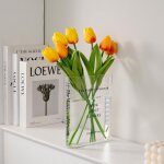Vase livre, vase acrylique transparent, vase en forme de livre, vase tulipes, vase de livre pour fleurs, ...
