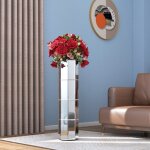Shyfoy - vase miroir de plancher lev vase miroir argent vase cylindrique en cristal moderne, 16, 60 ...