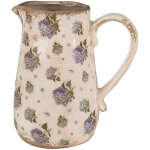 Vase pichet c�ramique beige bleu 16x12x18cm