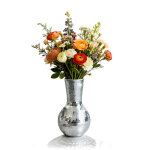 Vase relaxdays disco, effet miroir, hxd 28x14 cm, vase mosa�que rond, d�co table, scintillant, argent� ...