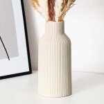 Vase rond en c�ramique beige mat de 20 cm, design moderne, style boh�me, pour une d�coration esth�tique ...