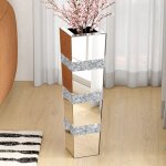 Vase de sol en verre cristal 71. 5cm grand vases dcoratif pour pampas et fleurs sches - argent diamants ...