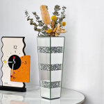 Vase de table en verre argent� 30cm pour fleurs s�ch�es et pampas - vase modern cristal d�coratif avec ...