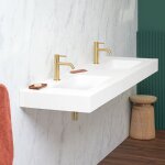 Vasque double ou simple suspendue en sanydur cardiff muro 160 cm double vasque