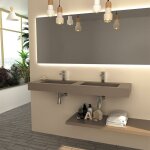 Sanycces - vasque double suspendue surface ardoisée clever duo cappuccino Sanycces - vasque double suspendue surface ardoisée clever duo cappuccino