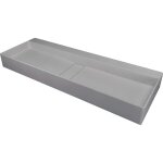 Vasque � poser en granit 100x40 cm ? finition gris m�tallis� ? antibact�rien et hydrophobe ? installation ...