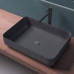 Mai&mai - vasque  poser gris noir mat rectangulaire lavabo salle de bain vier lave mains sans trop ...