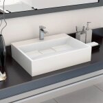 Design in - vasque  poser lavabo, bac  laver, vier 50x38x13 cm fonte minrale / marbre blanc cfw99867 ...