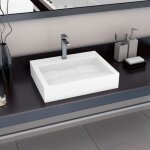 Design in - vasque  poser lavabo, bac  laver, vier 60x38x11 cm fonte minrale / marbre blanc cfw88795 ...