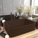 Vasque  poser lavabo?bac  laver?vier de luxe marron fonc mat 41x30x12 cm cramique cfw46602