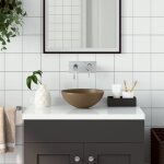 Design in - vasque  poser lavabo, bac  laver, vier de salle de bain cramique crme mat rond cfw93343 ...