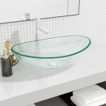 Vasque � poser lavabo?bac � laver?�vier verre tremp� 54, 5x35x15, 5 cm transparent cfw89623