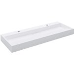 Vasque � poser lavabo?�vier � poser?bac � laver 120x46x11 cm fonte min�rale / marbre blanc cfw67763