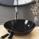 Vasque  poser lavabo vier  poser bac  laver de bain avec robinet et drain  poussoir verre tremp ...