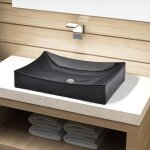 Design in - vasque, vasque  poser lavabo, vier rectangulaire cramique noir pour salle de bain cfw37770 ...