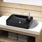 Design in - vasque, vasque  poser lavabo, vier  trou pour robinet cramique noir pour salle de bain ...
