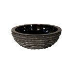 Ocean line - jamais utilise] vasque lavabo  poser en marbre marmo ronde noir - kwd - sdb - 011