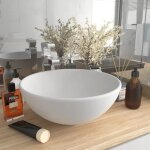 Bonnevie - vasque  poser, lavabo rond de salle de bain, bac  laver blanc mat 32, 5x14 cm cramique ...