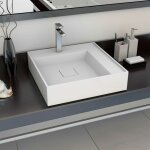 Bonnevie - vasque  poser, lavabo de salle de bain, bac  laver 50x50x12, 3 cm fonte minrale / marbre ...