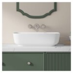 Vasque � poser c�ramique blanche rectangulaire 50 x 39 x 14 cm ? ouverture de bonde 45 mm ? erivb022n ...