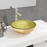 Maisonchic - vasque - lavabo de salle de bain, vier verre tremp 35x12 cm dor design in408154