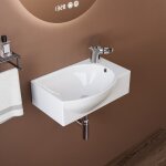 Deervalley ? vasque lave - mains murale 305�240 mm ? c�ramique blanche ? cuve � gauche ? trou de robinet ...