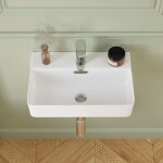 Vasque lave - main rectangulaire blanche mate en c�ramique ? pour petit espace ? pose � poser ? deervalley ...