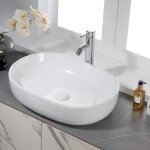 Horow - vasque ovale blanc - vasque  poser sur plan pour salle de bain et wc invits - lavabo moderne ...