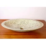 Saniteck - vasque  poser ovale grise en terrazzo pour salle de bain lgante