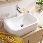 Mob - in ? vasque � poser en r�sine blanche 50x37cm ? forme rectangulaire ? �vacuation 45mm ? facilit� ...