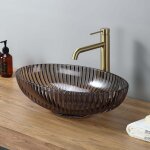 Dileci - vasque ovale en verre tremp et teint stri (51  35  15, 5 cm)