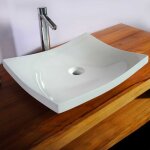 Saniteck - vasque plate blanche en rsine  poser pour salle de bain moderne