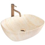 Rea - vasque � poser freja travertine oval beige matt