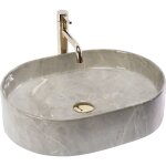 Rea ? vasque � poser 50 cm ? c�ramique sanitaire beige / marron ? largeur 38 cm, hauteur 14 cm, profondeur ...