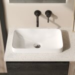 Vasque � poser rectangulaire en c�ramique blanche 49 x 30 x 12 cm ? pour salle de bain ? deervalley