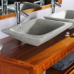 Vasque  poser rectangulaire gris clair en terrazzo pour salle de bain moderne