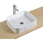 Vasque  poser rectangle en terrazzo blanc 45x38cm