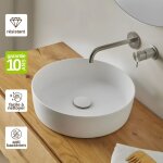 Resigres - vasque à poser, ronde Ø39h10, 5cm, lavabo salle de bain résigrès badia blanc , solid surface ... Resigres - vasque à poser, ronde Ø39h10, 5cm, lavabo salle de bain résigrès badia blanc , solid surface ...