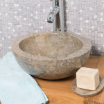 Wanda collection - vasque ronde barcelone à poser en marbre de couleur gris - diamètre 30 cm Wanda collection - vasque ronde barcelone à poser en marbre de couleur gris - diamètre 30 cm